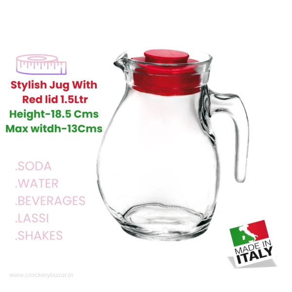 Sangria Roco Bormioli Rocco Sangria Ultimate Glass Water Jug With Lid – 1.5L, 1 Pc ...