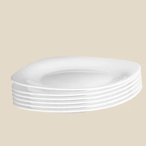 Bormioli Rocco 27cm white square dinner plate made in spain tempered opal glass scratch resistant.