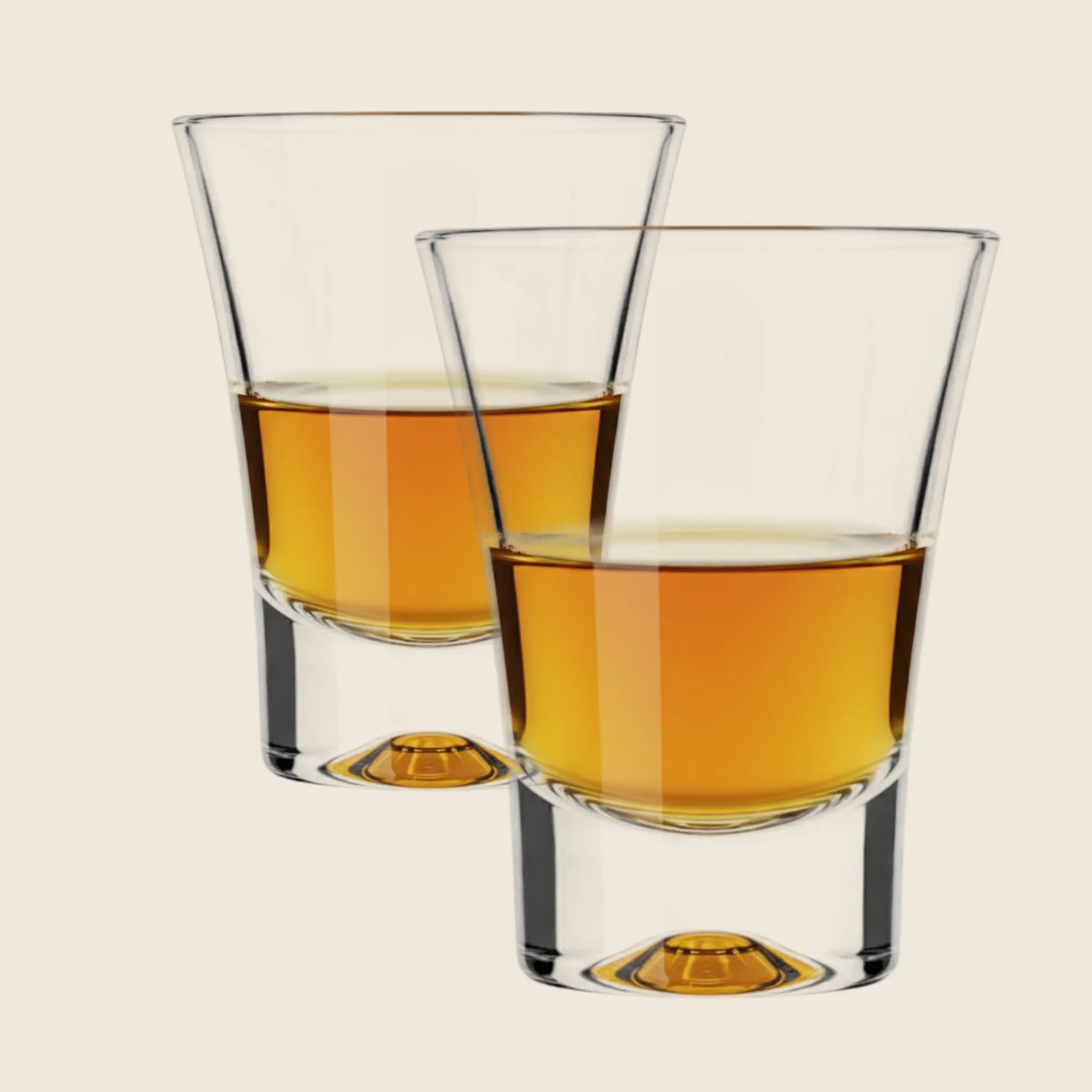 Nadir Ole 60ml shot glasses set of 6 featuring a high ball designer bottom and clear finish.