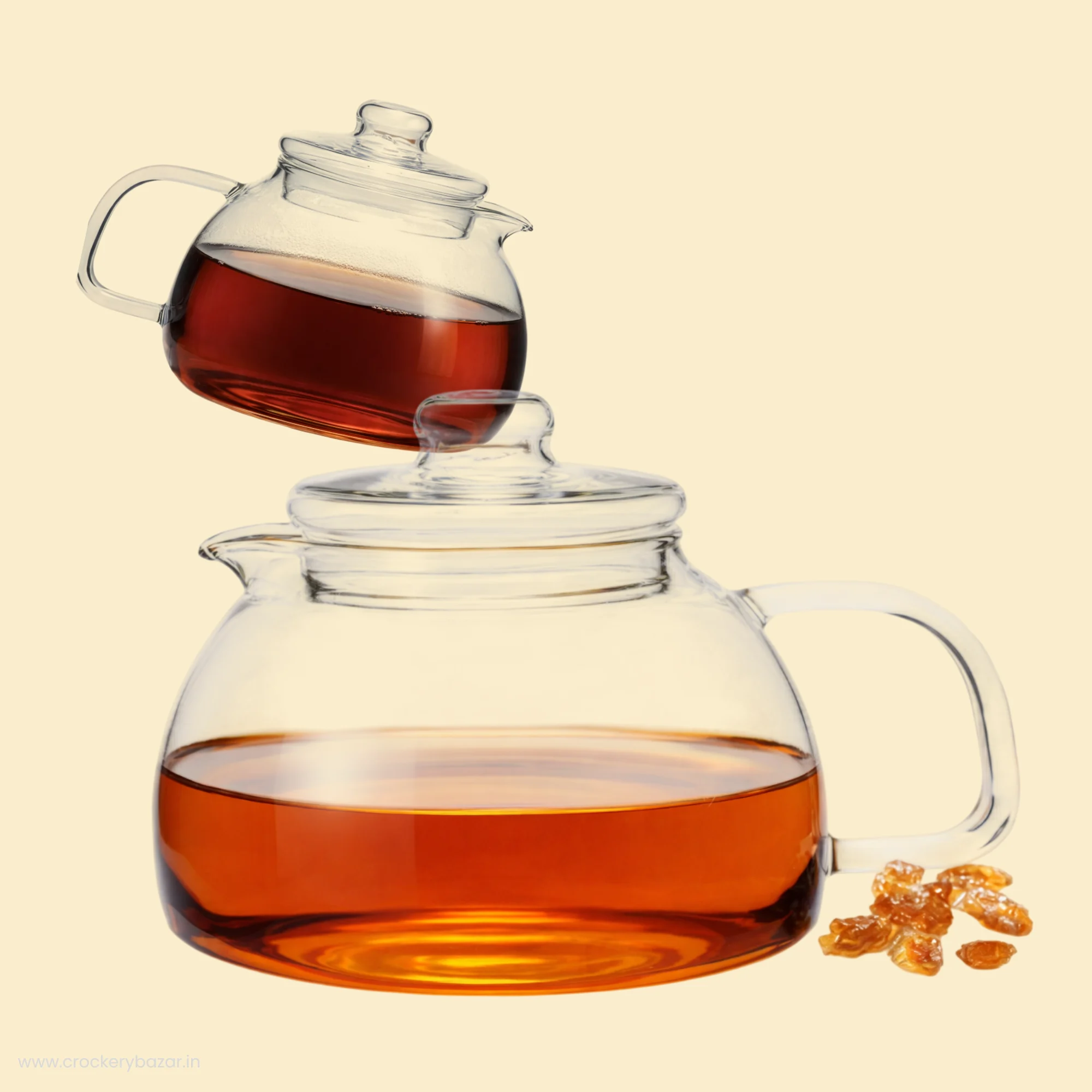 Termisil glass tea pot 900ml with handle for hot tea and coffee serving.