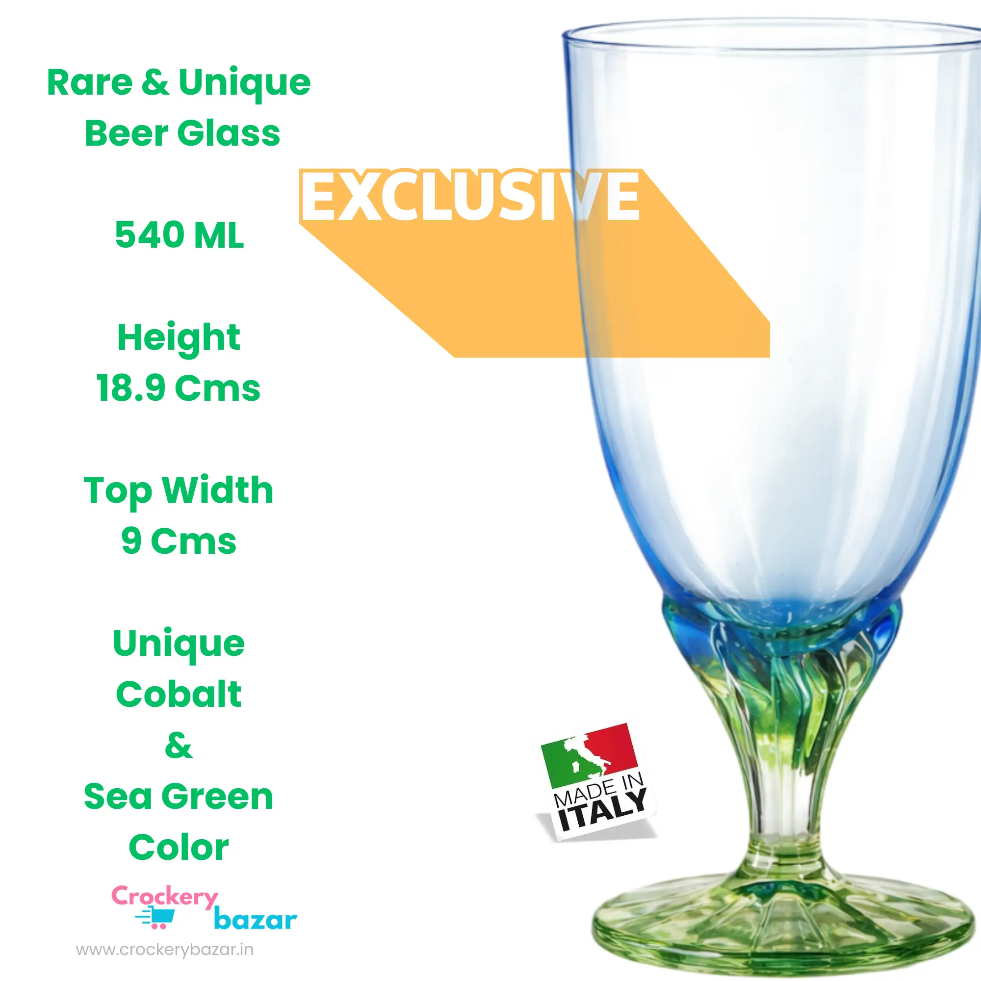 Bormioli Rocco Bahia 18.9cm height and 9cm width specs — Premium beer glasses set of 2