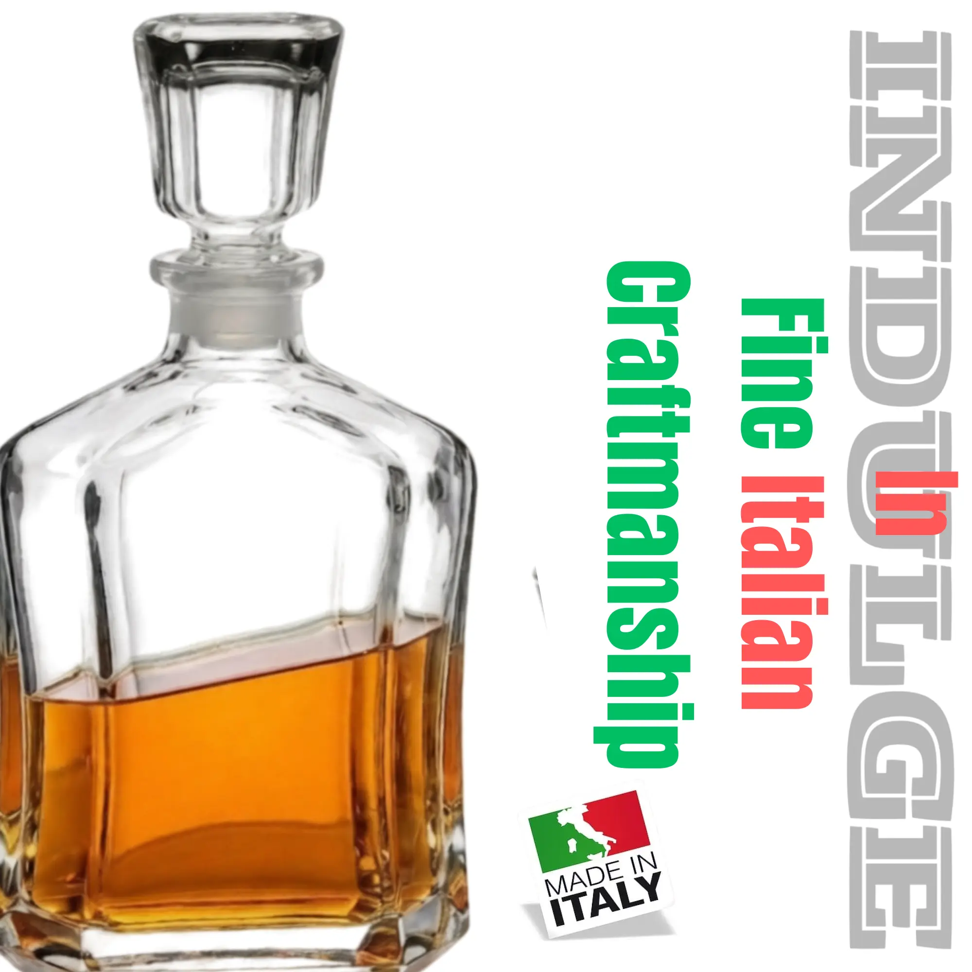 Premium Bormioli Rocco Capitol decanter for whiskey with matching glass lid