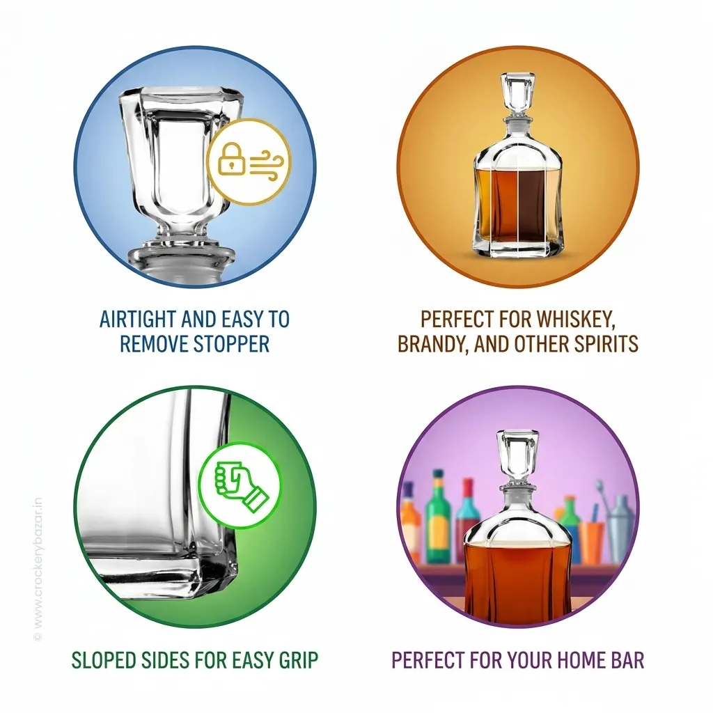 Premium Bormioli Rocco Capitol decanter for whiskey with matching glass lid