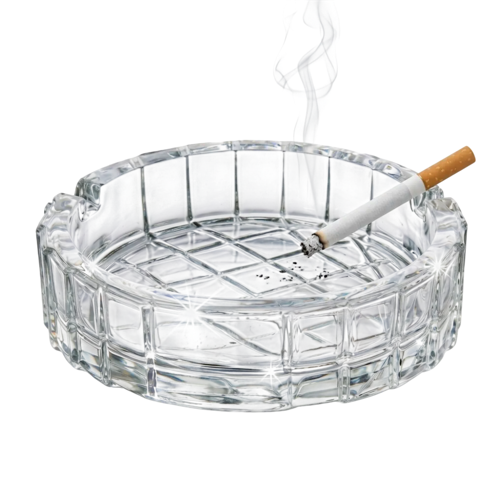 premium glass ashtray by Bormioli Rocco shown on a clean white background, highlighting the 15cm large designer basin and two cigarette rest ports.