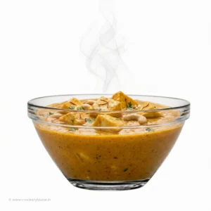 Bormioli Rocco Pompei large mixing bowl 3500ml used as a glass serving bowl for hot food