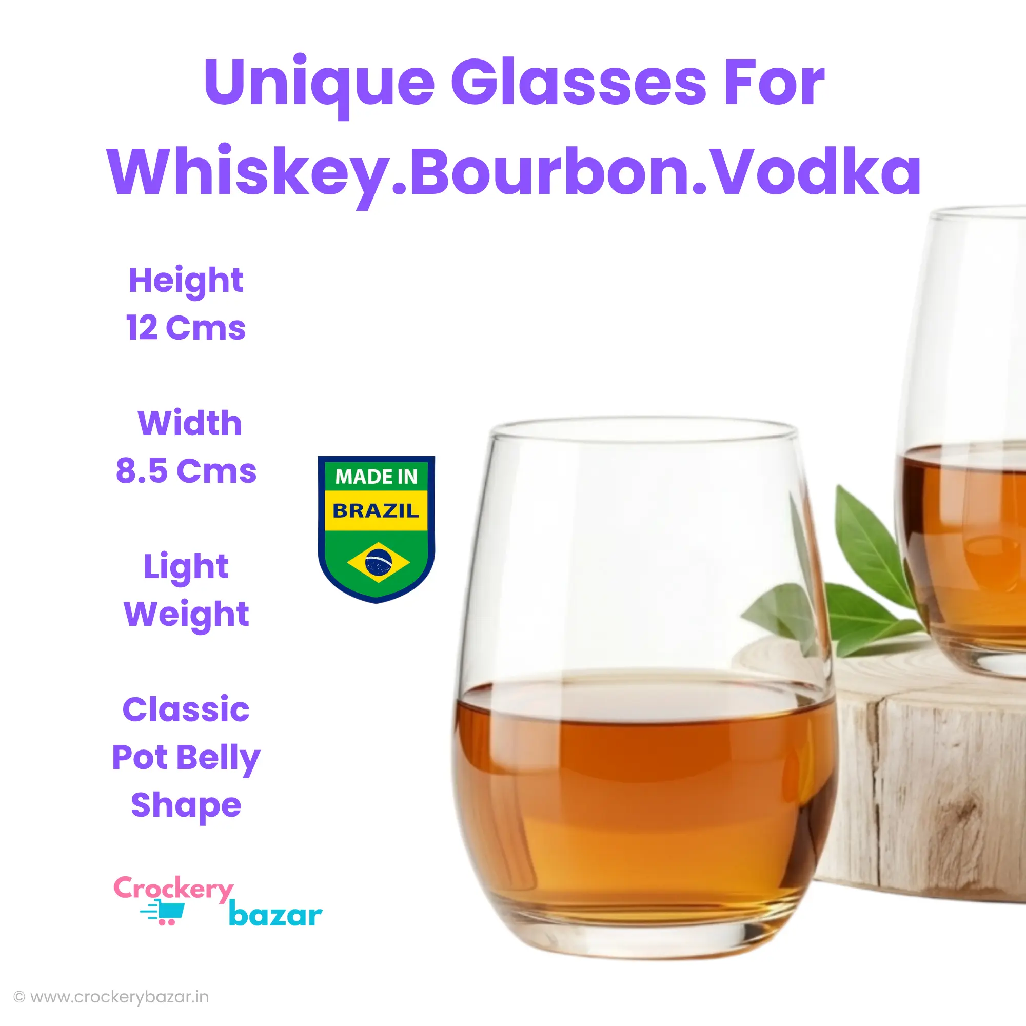 Nadir Figueiredo Dubai 460ml whiskey glasses set of 6 showing lightweight design size and features