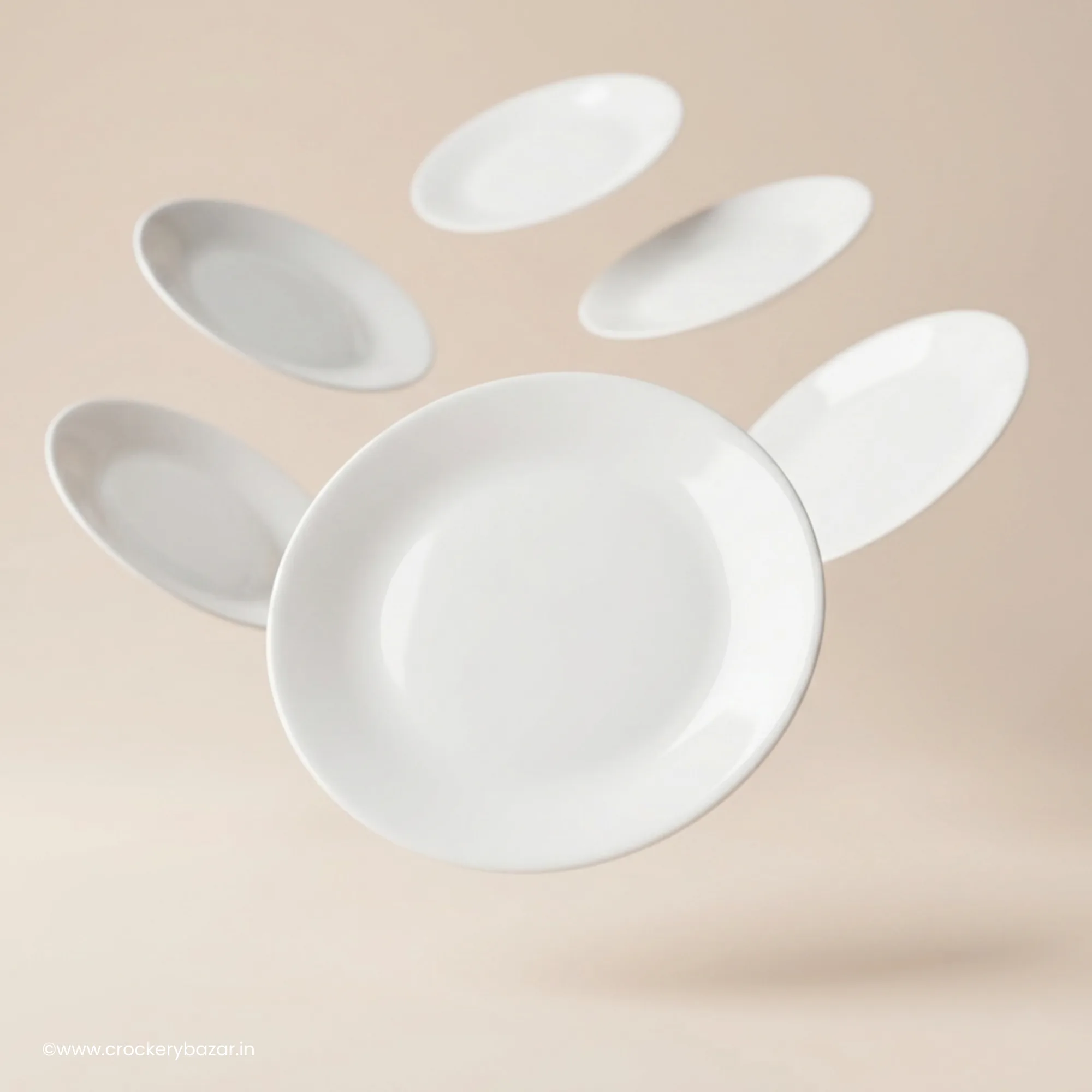 Bormioli Rocco Ronda opal dinner plates set of 6 in premium white tempered glass floating display