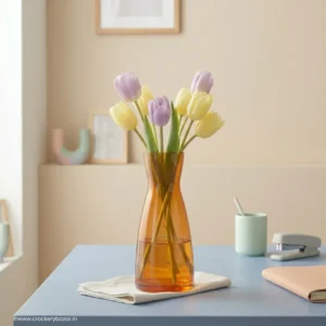 Bormioli Rocco orange glass flower vase for home decor and dining table styling