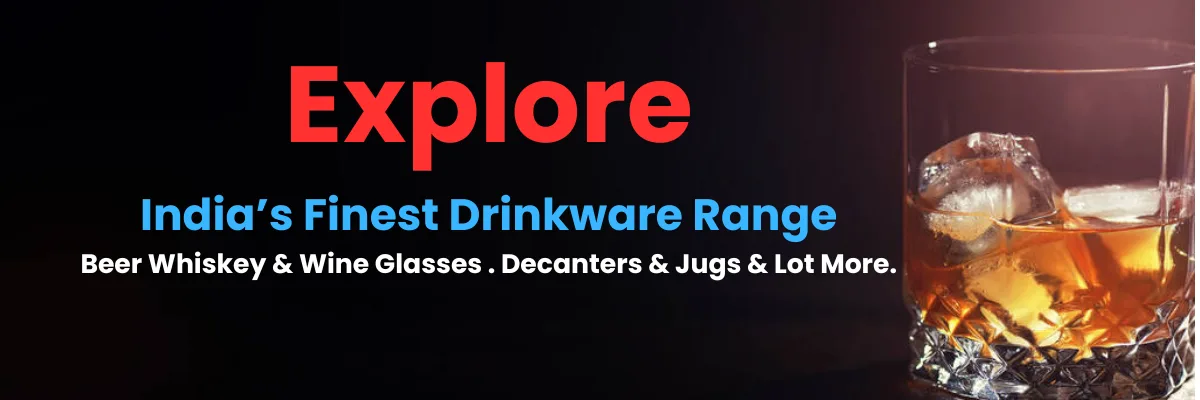Premium drinkware collection including beer glasses and whiskey glasses for online shopping India by crockery bazar