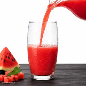 Cooler glasses set of 6 with fresh watermelon juice in Nadir Figueiredo Favo 430 ml textured drinking glass