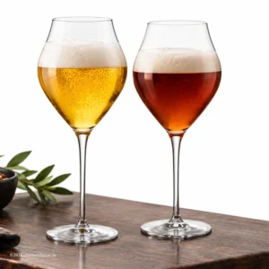 Bormioli Rocco Inalto Arte beer glasses 570ml set of 2 with lager and brown ale